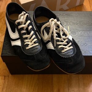 Dries Van Noten Women’s Leather Suede Black and White Sneakers